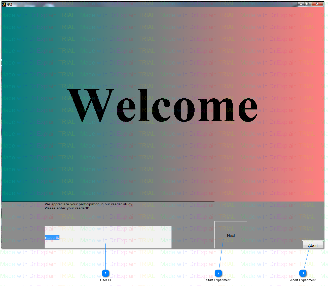 GUI Welcome Page Window